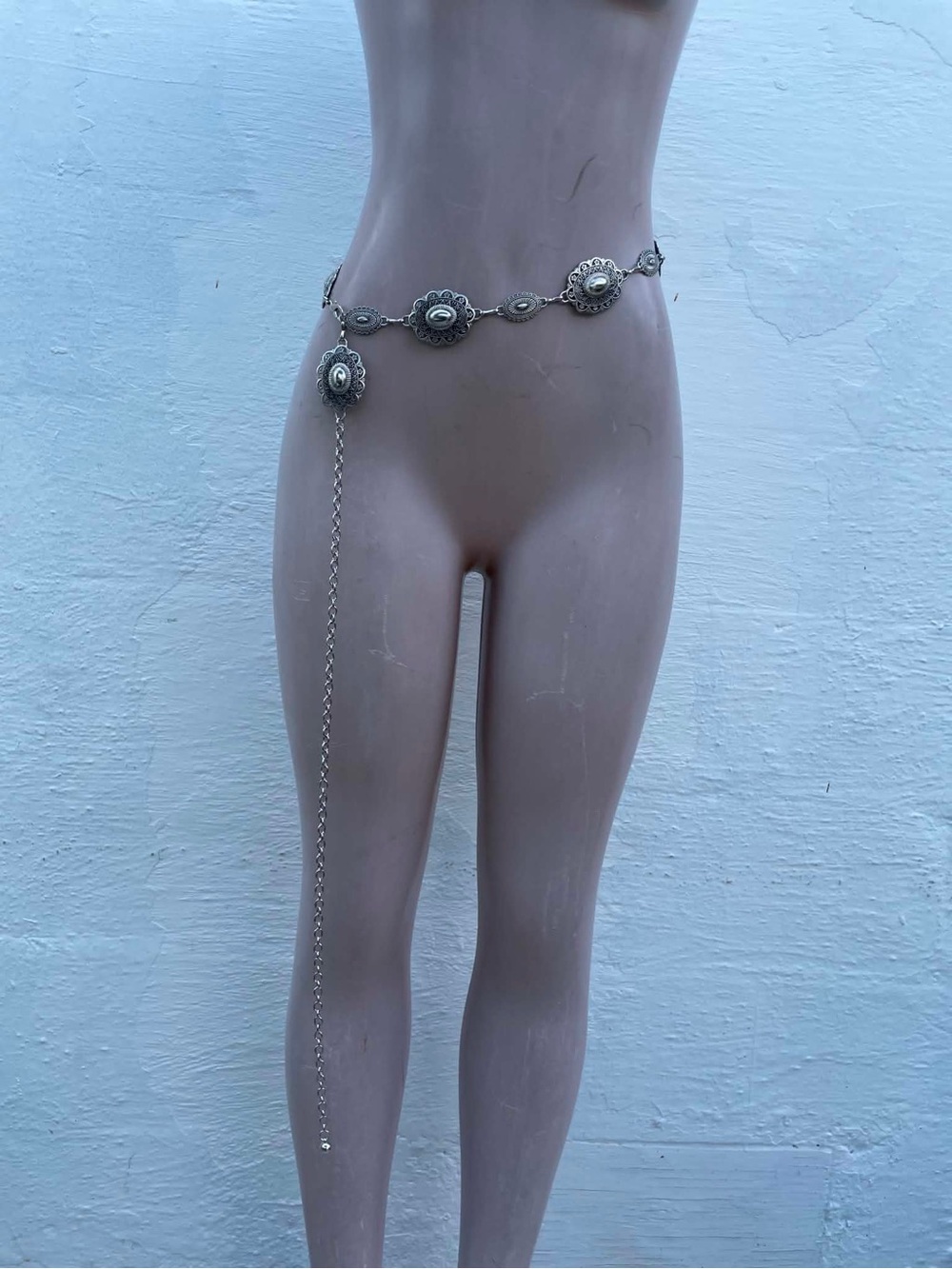 Silver Floral Concho Chain Waist Belt - Women's Silver Hip Accessory